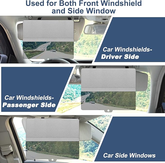 NAZZO Polarized Car Sun Visor Extension, Upgraded Magnetic Sunshade with PC Lens, Anti-Glare Car Visor Sun Blocker for Safe Driving, UV-Filtering/Protection