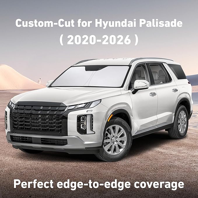 EcoNour Windshield Sunshade Compatible for Hyundai Palisade 2020-2024 2025 2026, Sun Visor for Front Windshield & Window Sun Shade Cover, UV Heat Blocker & Protector, Car Accessories