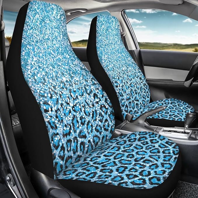 Leopard Print Universal Car Seat Covers Front Seats Only,Fit Most Cars,Sedan,Truck,SUV