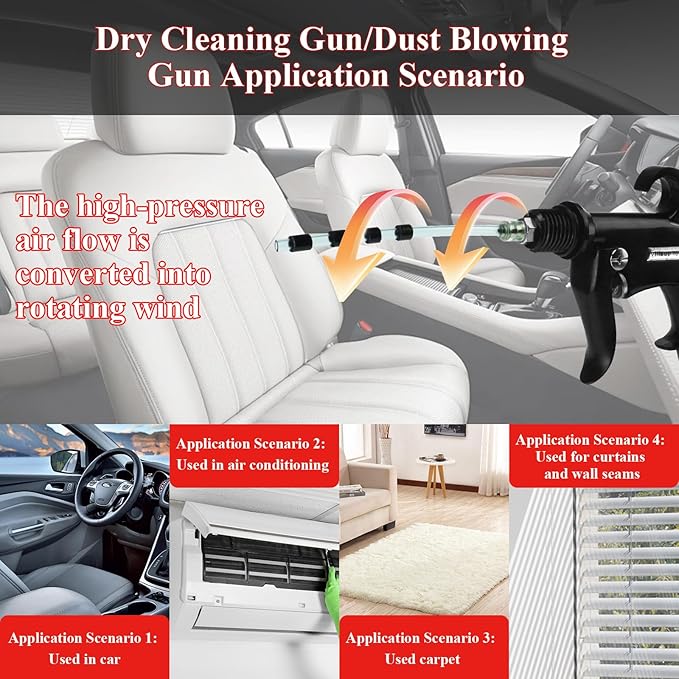 HANDY Tornado Car Cleaning Gun with Rubber Guard and Brass Adjustable Air Flow Nozzle Air Gun for Compressor Pneumatic Tool for Dust Cleaning Car Detailing