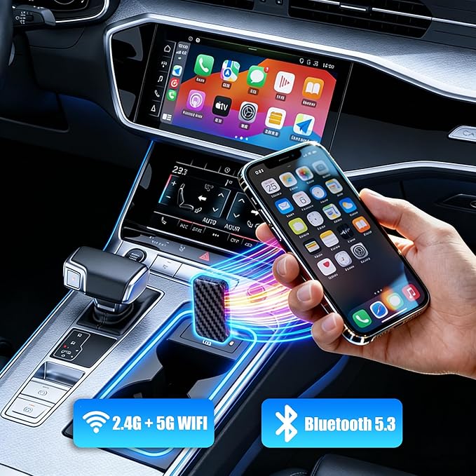 2 in1 Wireless CarPlay Adapter for Apple iPhone & Android, Convert Wired CarPlay to Wireless for USB/Type-C Port Cars
