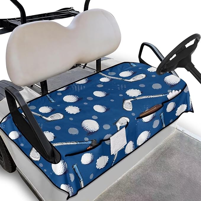 Biyejit Golf Cart Seat Covers with 4 Pockets Golf Cart Seat Towel Blanket Fits 2-Seat Golf Carts, Golf Cart Accessories