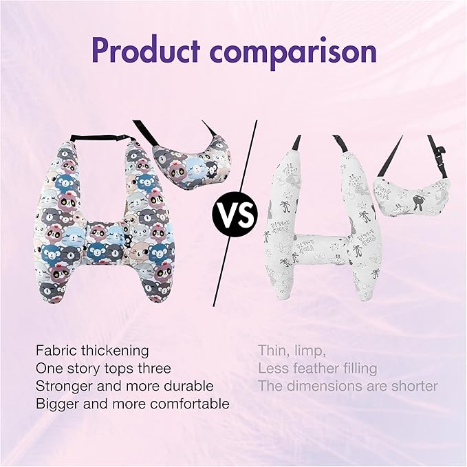 Car Pillow for Kids, Kids & Adults Car Neck Head Support Cushion Set,Travel car seat Safety Pillow,h Shape car Sleeping Pillow Kids,Pillow case can be Disassembled and Washed (A)