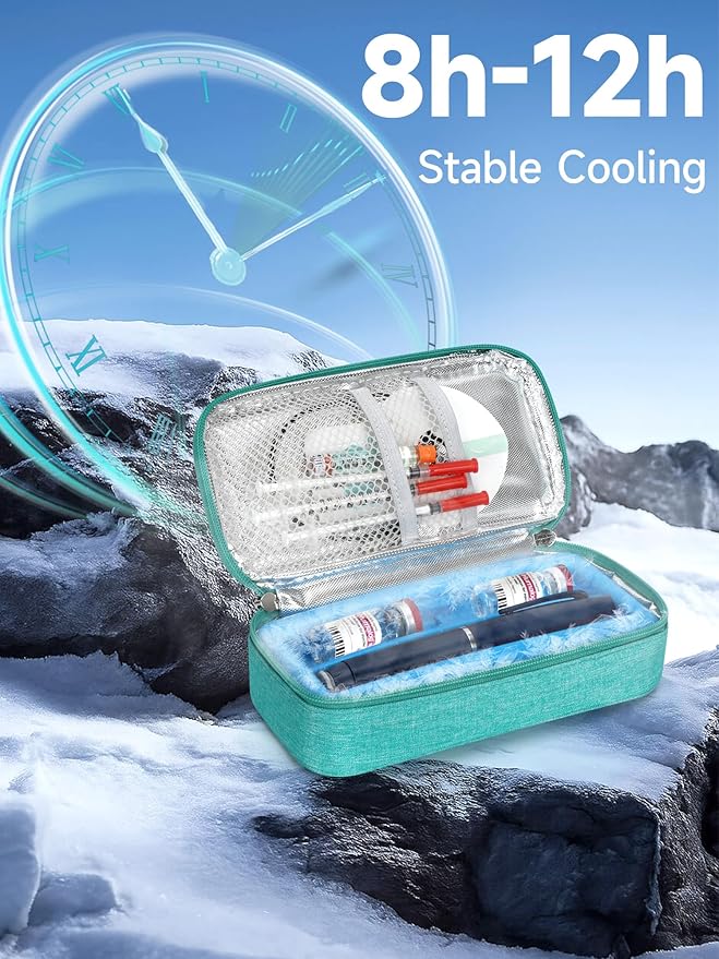 YOUSHARES Insulin Cooler Travel Case for Pen & Vials, Temperature Display Diabetic Medication Cooling Bag with Protective Ice Brick, TSA Approved Refrigerated Diabetes Supplies Carrying Organizer