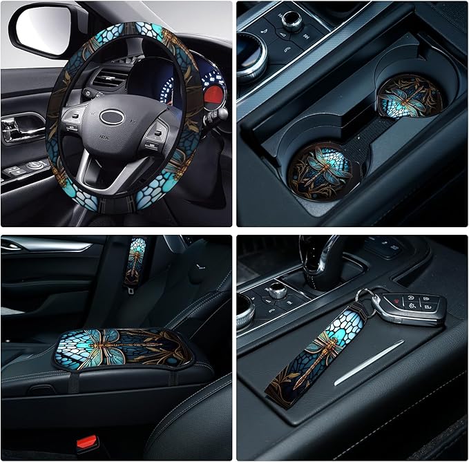 10 Pcs Dragonfly Universal Car Seat Covers Full Set, Breathable & Washable Car Seat Covers Full Sets, Fashionable Dragonfly Covers for Cars Interior, Universal Fit