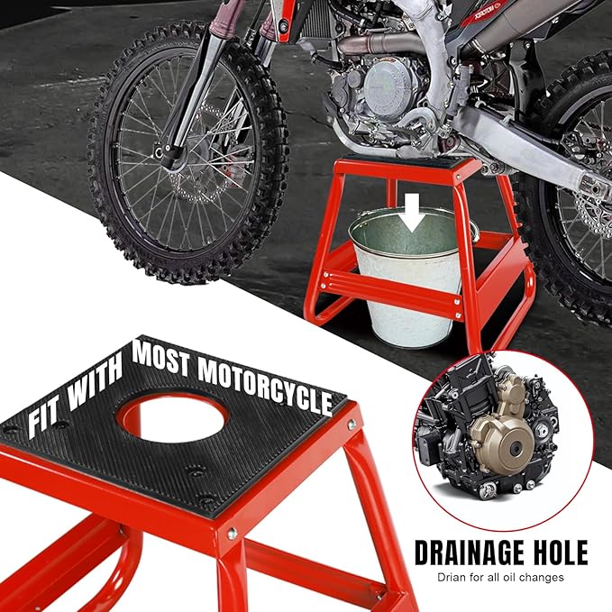 Big RED Motorcycle Stand Lift Dirt Bike Stand, 1000LBS Capacity Universal Detachable Maintenance Motorcycle Stand, Fit for Kawasaki Honda Yamaha