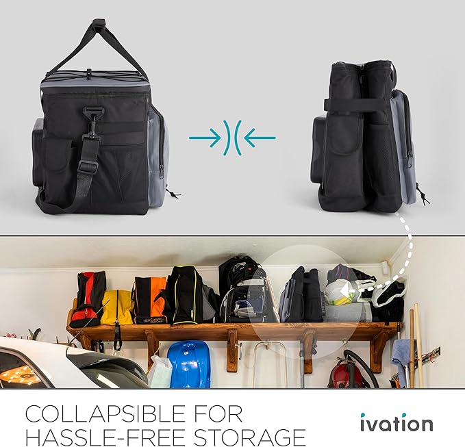 Ivation Portable Electric Cooler Bag | 18L Soft Sided Thermoelectric Travel Cooler with Shoulder Strap, Storage Pocket & DC 12V Plug in for Car, Truck & RV Camping
