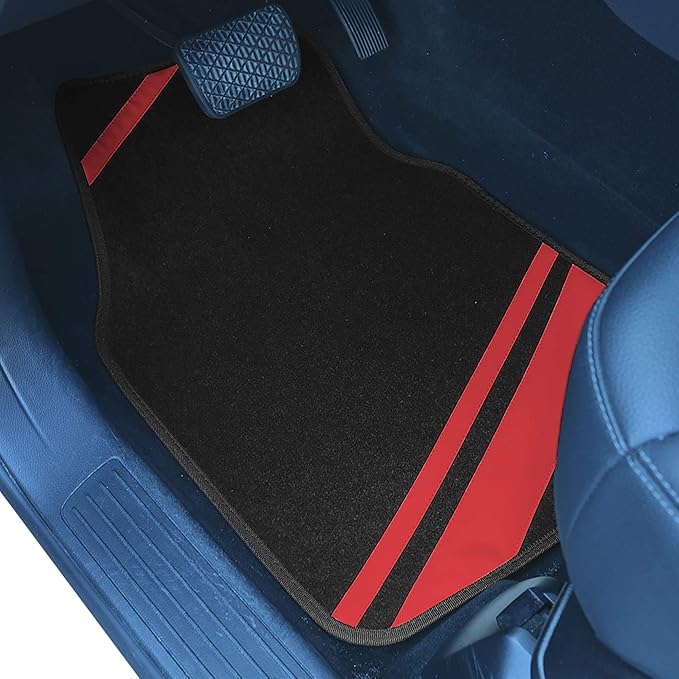 FH Group Car Floor Mats - Carpet Floor Mats for Cars, Universal Fit Automotive Floor Mats, All Purpose Car Floor Mats, Carpet Protector Mat for Most Sedan, SUV, Truck Floor Mats Red