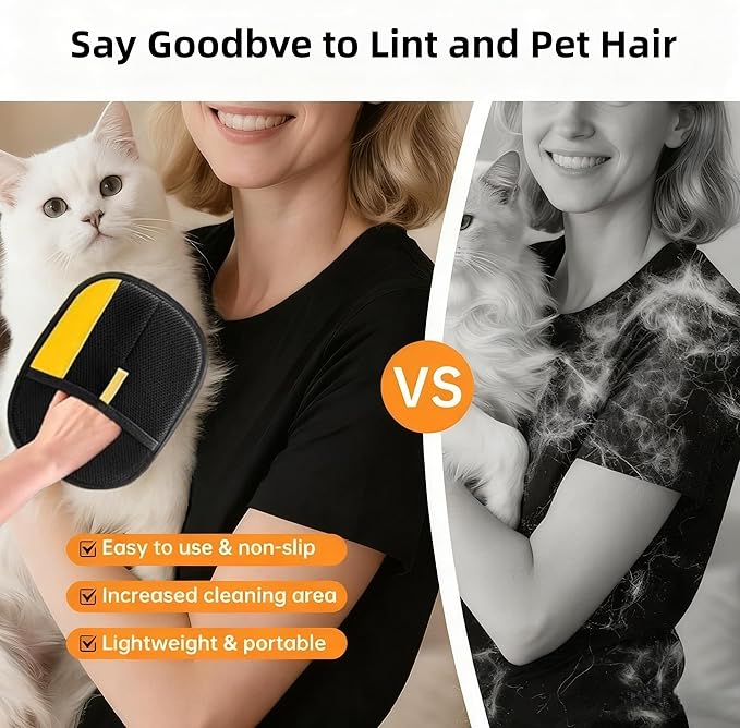 Cat Hair Remover Furniture,Electrostatic Pure Path Pet Dog Hair Remover Glove for Dogs Cats,Reusable & Washable Yomi Pet Hair Removal Gloves for Furniture Clothes, Couch, Carpet, Car Seat, Bed