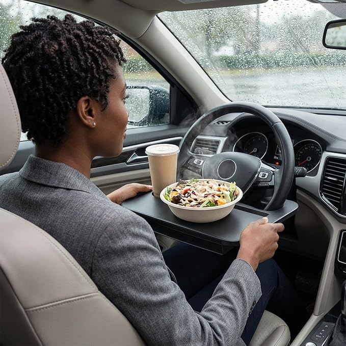 Steering Wheel Tray - 2-in-1 Steering Wheel Desk,Steering Wheel Tray Table with Seat Gap Filler Organizer,Car Food Tray for Driverl,Car Desk for Laptop & Eating