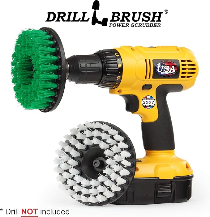 Drill Brush - Kitchen Tools - Grout Cleaner - Large Spin Brush Kit - Clean Stove, Oven Rack, Sink, Tile, Counter, Cabinets, Floors - Glass Cleaner - Upholstery, Leather, Fabric, Vinyl - Carpet Cleaner