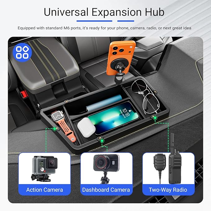 Dashboard Storage Organizer with Phone Mount Compatible with 22-26 Chevy Silverado GMC Sierra 1500 24-26 2500HD 3500HD Dash Storage Tray Replacement for 2022-2026 Chevy Silverado Accessories