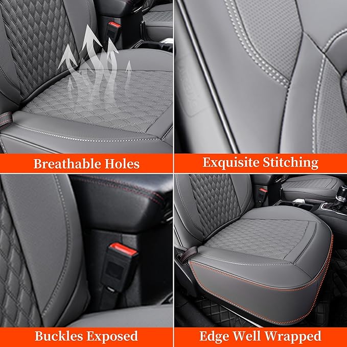 Coverado Wrangler JK Seat Covers 4 Door Fullset for Jeep, Waterproof Leather Car Seat Covers for Truck Automotive Seat Covers Custom Fit for 2008-2012 Jeep Wrangler Seat Covers Full Coverage(Gray)