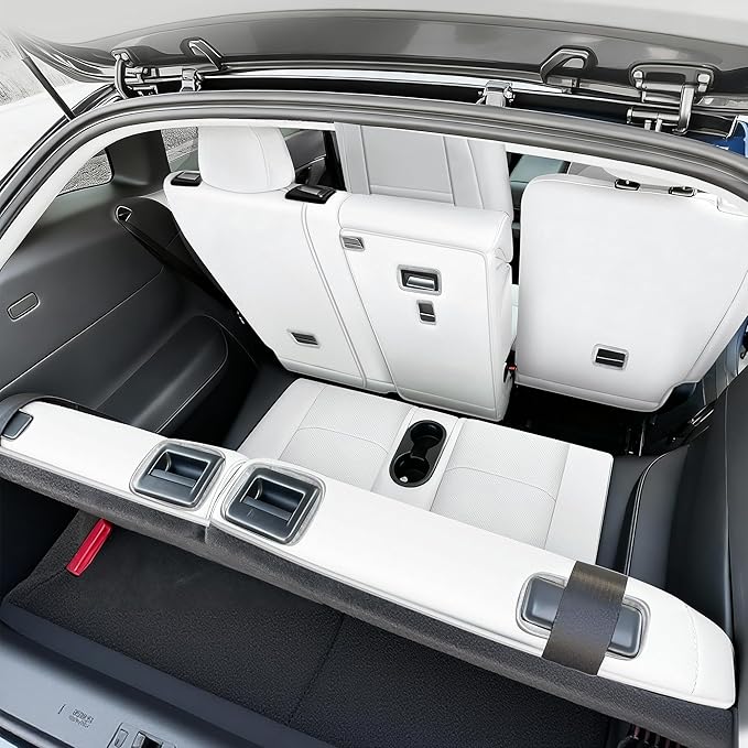 Custom Fit Tesla Model Y Seat Cover 7 Seaters Fully Wrapped Front and Semi-Wrapped Third Row (White-3 Rows)