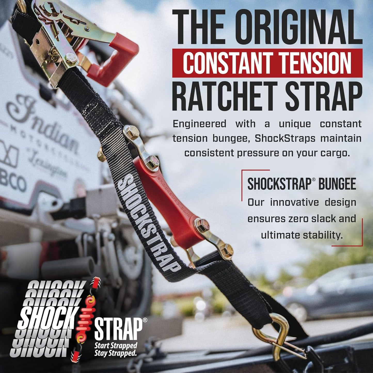 Ratchet Strap, 7’ x 1.5" Shock Absorbing Heavy Duty Tie Downs for Cargo, 1,000 LB WLL / 3,000 LB Break Strength, 2-Pack