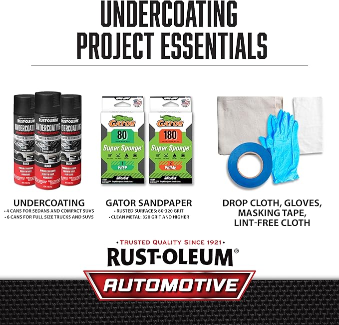 Rust-Oleum 248657-6PK Stops Rust Undercoating Spray, 15 oz, Rubberized Black, 6 Pack