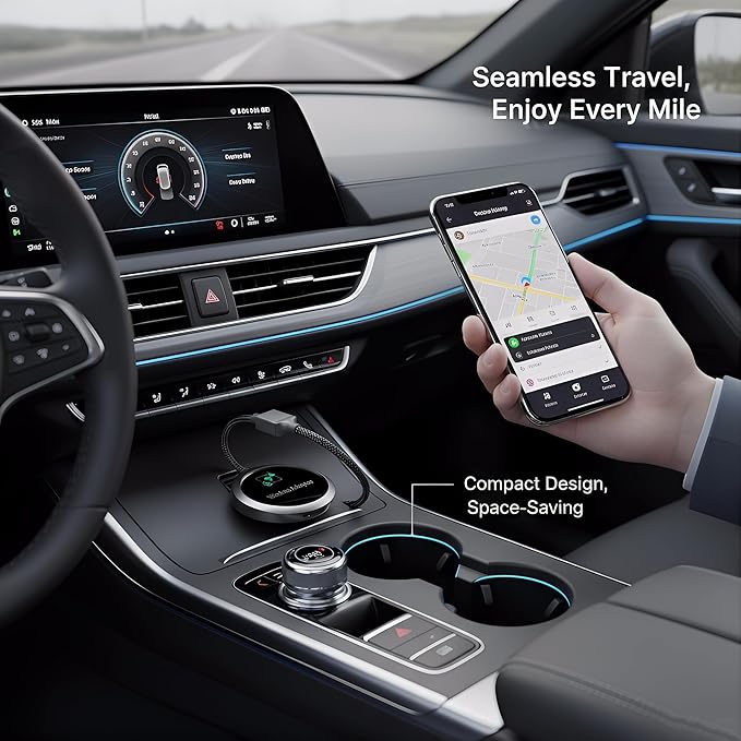 2-in-1 Wireless CarPlay Adapter 2026 for Apple iPhone & Android Auto Adapter, Plug&Play CarPlay Dongle Converter, Fast Auto-Connect,Compact Design Fast Stable Connection with USB/USB-C Port (Grey)