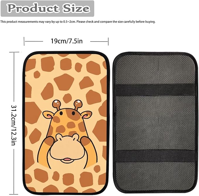 Cartoon Giraffe Car Armrest Pad Breahtbale Soft Auto Center Console Arm Rest Protector Cover Universal Cute Car Interior Accessories