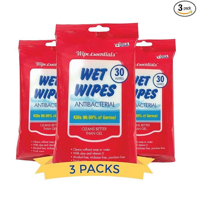 WipeEssentials Hand Sanitizer Hand Wipes for Adults and Kids - 90 wipes - 3 Packs of 30ct Hand Sanitizing Wipes, Travel Essentials