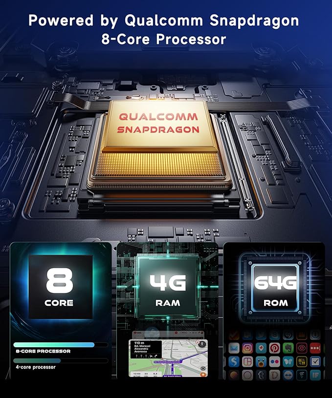 Qualcomm 8Core 4G 64G Radio for Honda Civic 2006-2011 Car Stereo with 10.1inch 1280x720P QLED Touch Screen 5.1Bluetooth 5G WiFi DSP FM Wireless CarPlay Android Auto GPS Backup Camera