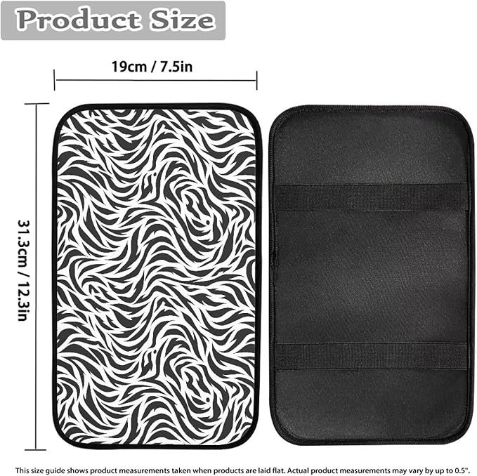 Zebra Stripes Armrest Cover Pad, Universal Car Center Console Cushion Pad, Protect from Pet Claws, Dirt, and Sticky Fingers, Auto Decor Accessories