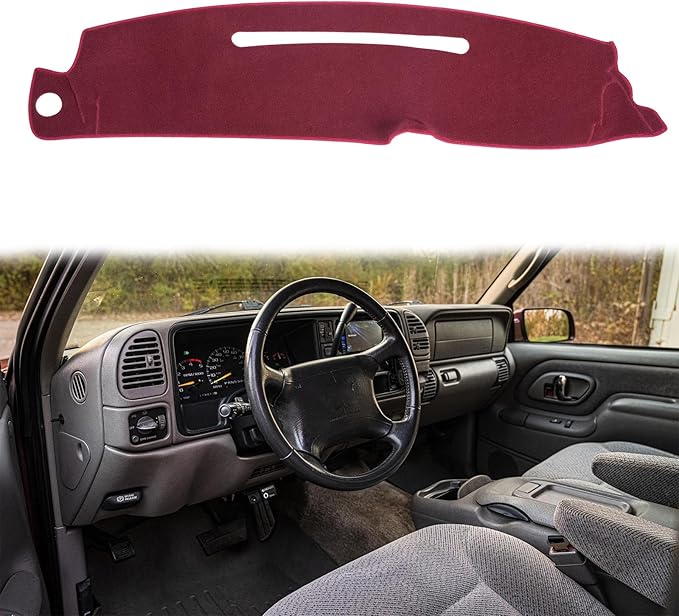 Dash Cover Custom Fit for 1997-2000 Chevy Chevrolet Silverado/GMC Sierra C1500 C2500 C3500 K1500 K2500 K3500, 1997-1999 GMC Yukon/Chevy Tahoe, Dashboard Cover Mat Pad(97-99 Maroon)