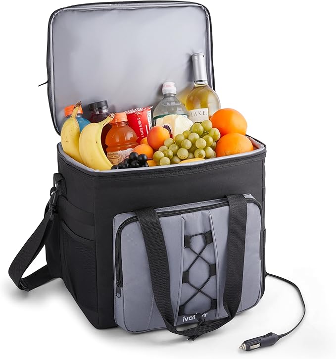 Ivation Portable Electric Cooler Bag | 18L Soft Sided Thermoelectric Travel Cooler with Shoulder Strap, Storage Pocket & DC 12V Plug in for Car, Truck & RV Camping