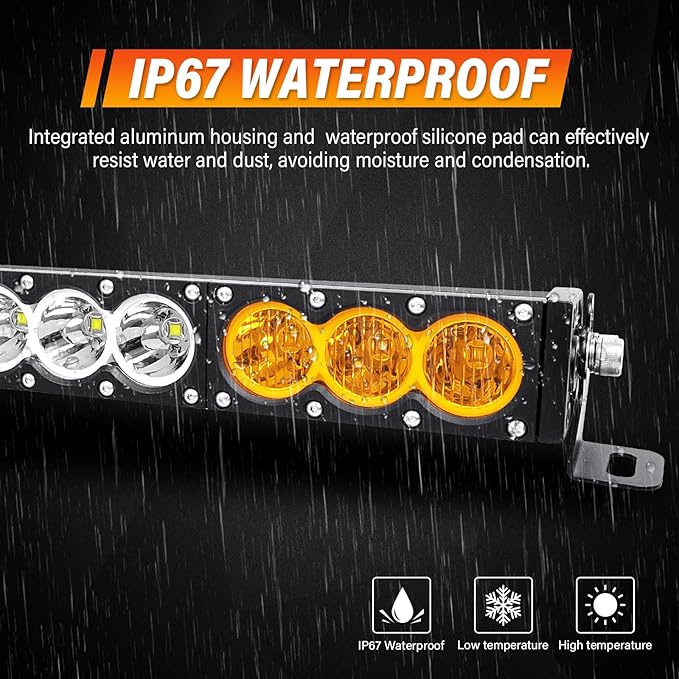 AUXTINGS 54 inch Single Row Dual Color LED Light Bar 300W Off Road Light Bar White Amber Combo LED Work Light Truck UTV 4x4 Cars SUVs ATVs Boats Fog Driving Light with Wiring Harness kit