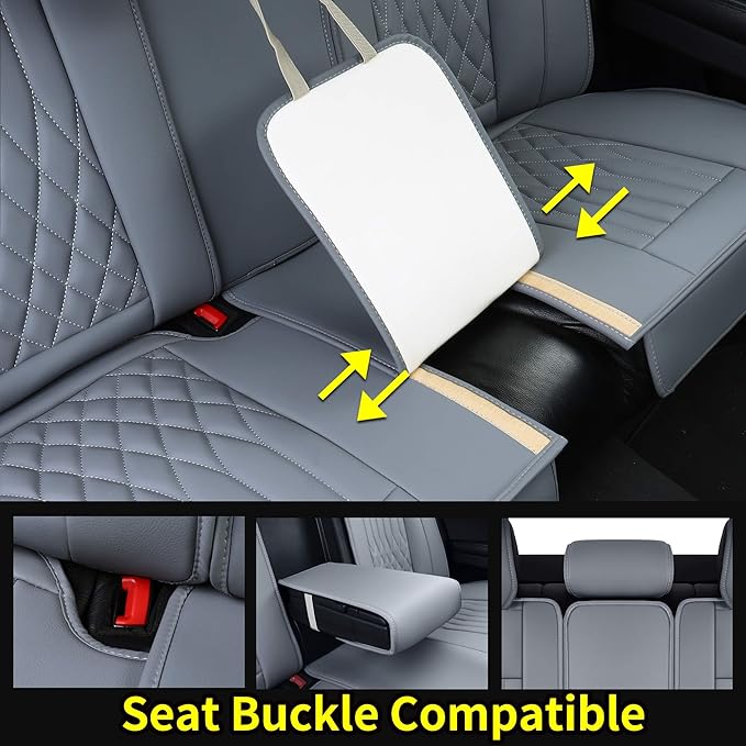 Aierxuan Car Seat Covers Full Set Universal Fit for Honda Civic Accord CRV, Toyota Camry Prius Rav4 Corolla, Kia, Lexus, Nissan, Mazda, Jeep Cherokee and Most Cars, with Waterproof Leather (Grey)