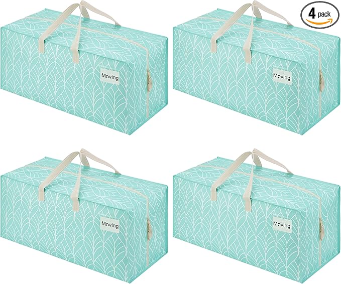VENO 4 Pack Heavy Duty Moving Bags with Backpack Straps, Zippers & Handles, Extra Large Packing Bags for College Dorm Essentials, Moving Supplies Alternative to Cardboard Moving Boxes