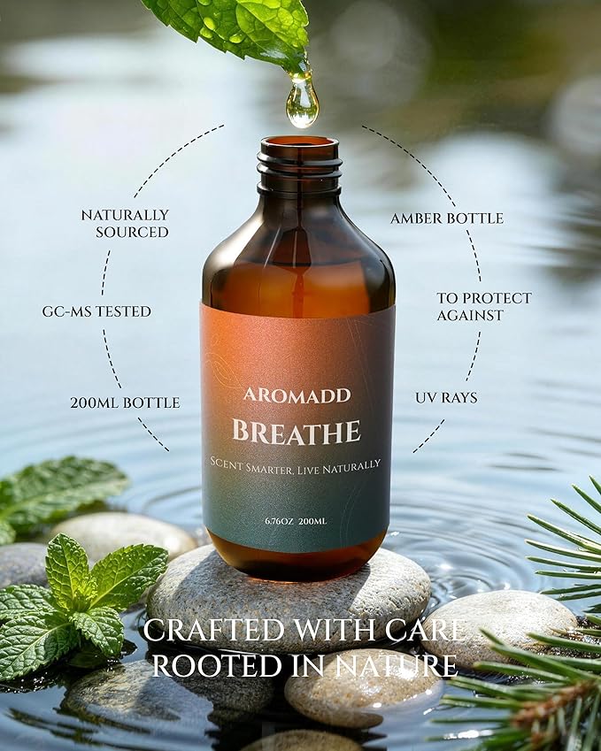 AROMADD Breathe Diffuser Oil 6.76 Fl Oz (200ml), Light Aroma Diffuser & Hotel Fragrance Diffuser Oil, Essential Oil Ideal for Anyone Who Loves a Fresh Scent Without Heavy Fragrance