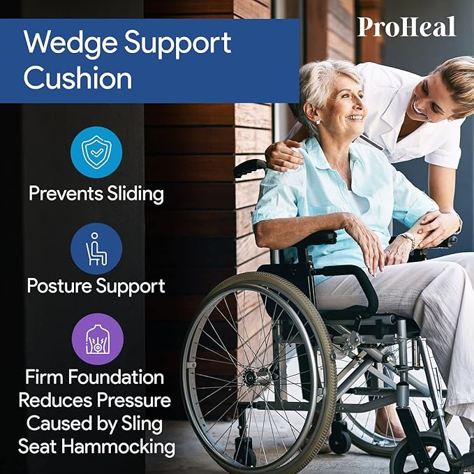 Gel Wedge Seat Cushion with Pommel, Bariatric 22" x 18" x 4" - 2" - Better Posture and Hip Positioning - High Density Foam and Pressure Redistribution Gel and Back, Tailbone, and Coccyx Support