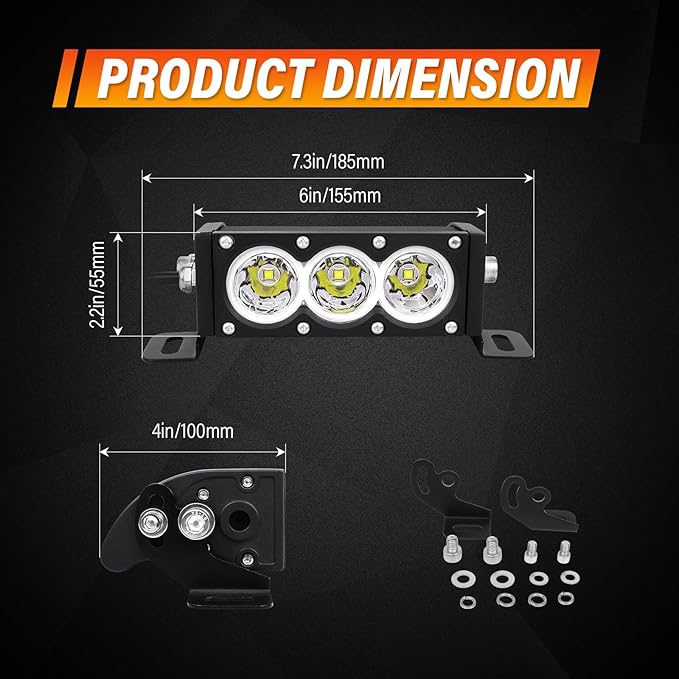 Willpower 2 Pieces 6 inch Single Row White LED Light Bar 30W Off Road Light Bar Spot Beam LED Work Light Truck UTV 4x4 Cars SUVs ATVs Boats Fog Driving Light with Wiring Harness kit