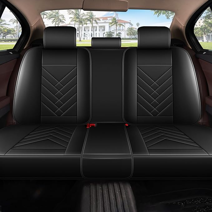 AOMSAZTO Car Seat Covers Full Set Fit for Nissan Murano 2011-2025 2026 Waterproof Faux Leather Car Seat Cushions Automotive 5 Seat Covers Set（Black）