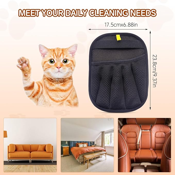 Pet Hair Remover Electrostatic Gloves,Pet Hair Removal for Cats & Dogs, Cat Grooming Gloves，Pet Hair Fur Removal Mitt, Cleanup for Furniture, Clothing, and Upholstery,Reusable, Quick & Easy Cleaning
