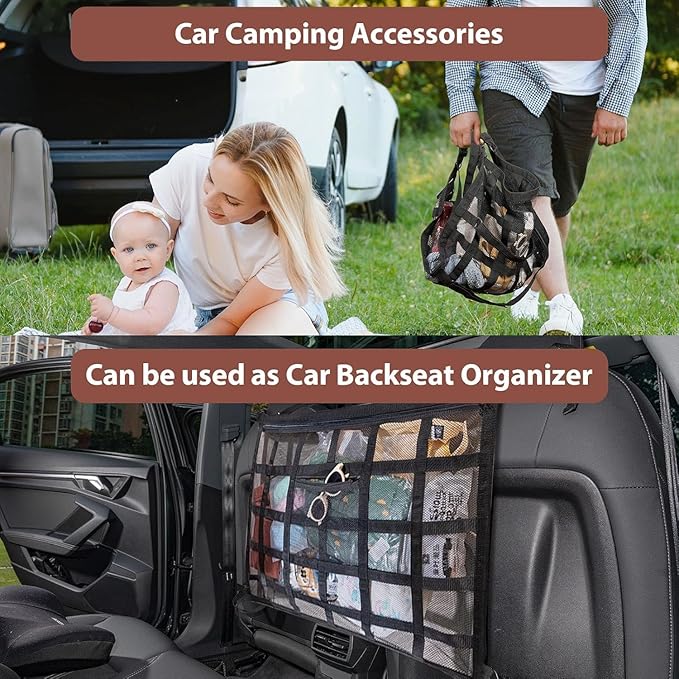 Kaskawise SUV Car Ceiling Cargo Net Pocket,35.4"x23.6" Double-Layer Mesh Car Roof Storage Organizer for Ford,F150,Jeep,Honda CRV,RAV4,Van Organizers and Storage,Camping Accessories