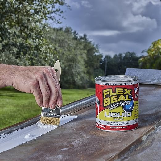 Flex Seal Liquid, Rubber Coating Sealant, Waterproof, Flexible, Breathable, and UV Resistant, Roof Repair, Basements, RV, Campers, Trailers, Marine, EPDM, Masonry, White, 32 oz