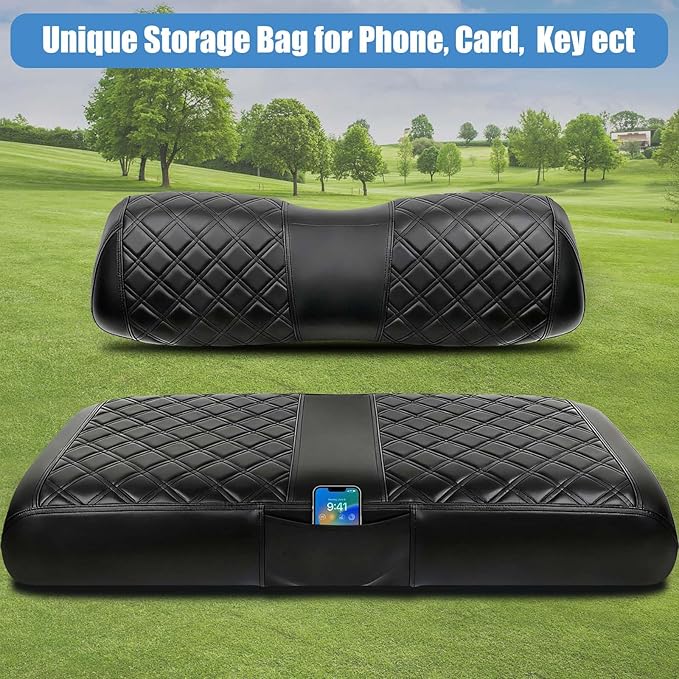 MOSNAI Club Car DS 2000.5-Up Seat Covers, Golf Cart Seat Covers for Club Car DS OEM Ordinary Seat, Front Seat Cover with Concave and Convex Design, Thick Vinyl Leather Comfortable/Breathable