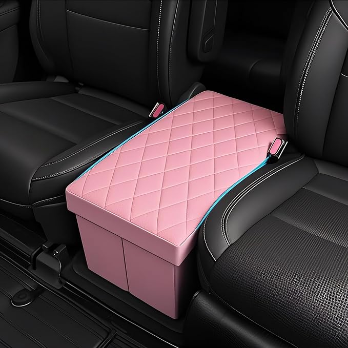 Seat Aisle Storage Box for Ford Explorer 6-Passenger Models – Organizer Rear Seats Passage – Foldable, Easy Installation, for Ford Explorer ST XLT Accessories 2020 to 2025 (Pink)