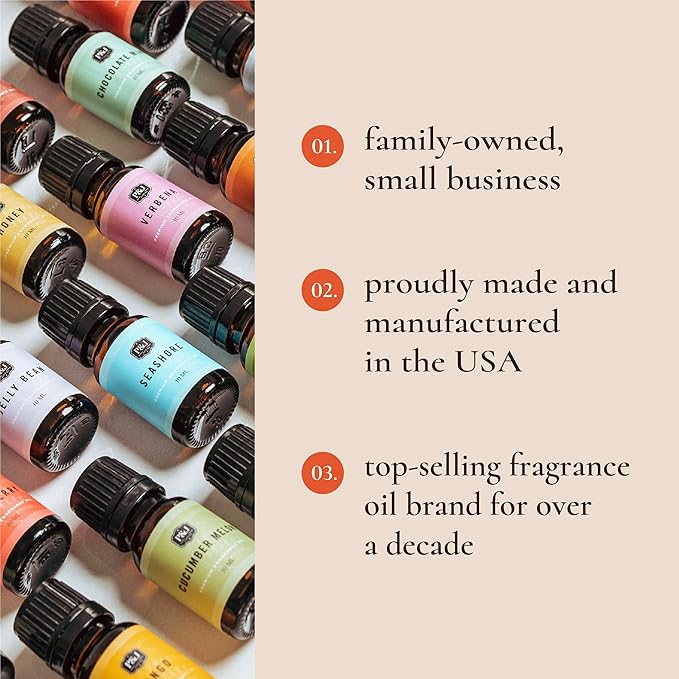 P&J Fragrance Oil Holiday Set for Christmas Home Decor | Mistletoe, Candy Cane, Wintermint, Apple Cider, Cranberry, and Forest Pine Candle Scents for Candle Making, Soap Making, Diffuser Oil Scent