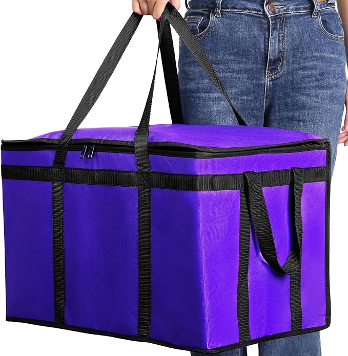 Musbus 1 PACK Purple Extra Large XXXL Insulated Food Delivery Bag Cooler for DoorDash - Keep Food Warm, Catering Shopper Hot