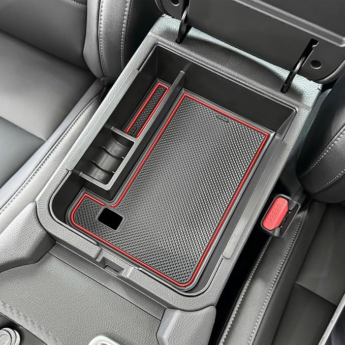 Center Console Organizer Tray Compatible with Nissan Sentra 2020 2021 2022 2023 2024 2025 Accessories, Middle Console Organizer for 2020-2025 Sentra Armrest Storage Box Coin Holder, red trim