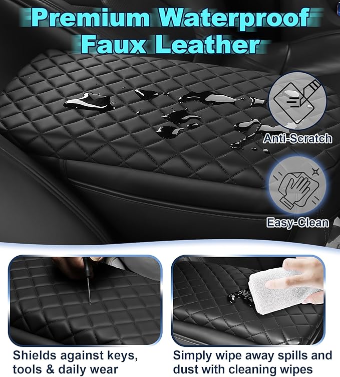 Armrest Cover for Toyota 4Runner Center Console Pad with Organizer Storage Pockets, Black Faux Leather Arm Rest Lid Protector Cushion Interior Accessories (2010-2024)