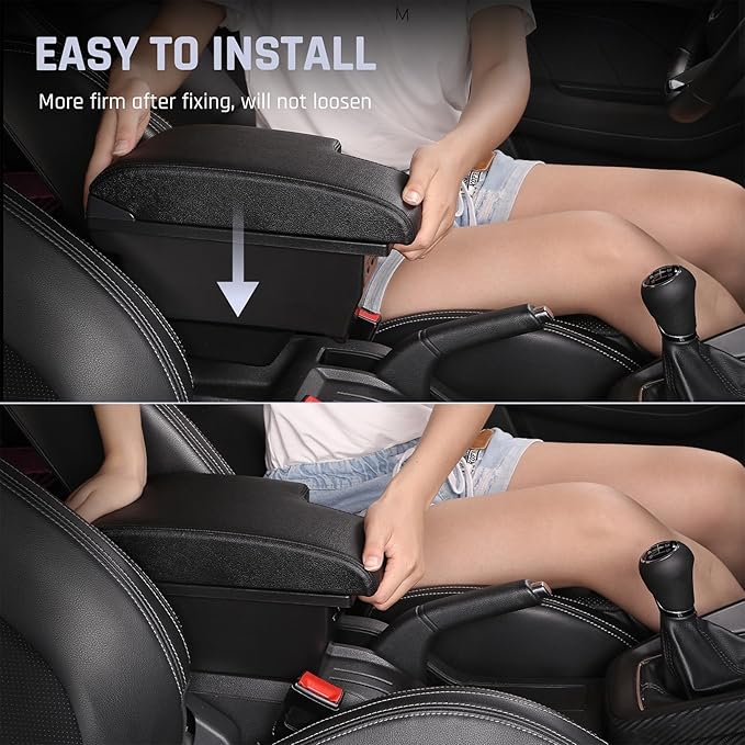 YJYWZH Car Armrest Storage Box for Toyota Hilux Center Storage Box Organizer Interior Hand Centre Consoles with 3 USB Port Arm Rest Double-Layer Accessories