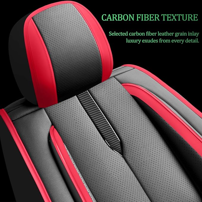 Fit Palisade Car Seat Covers for Hyundai Palisade 2000-2025 2026 -Upgraded Premium Waterproof & Breathable Leather,Airbag Compatible,All-Weather Seat Cushion Protector,Full Set,Black-Red