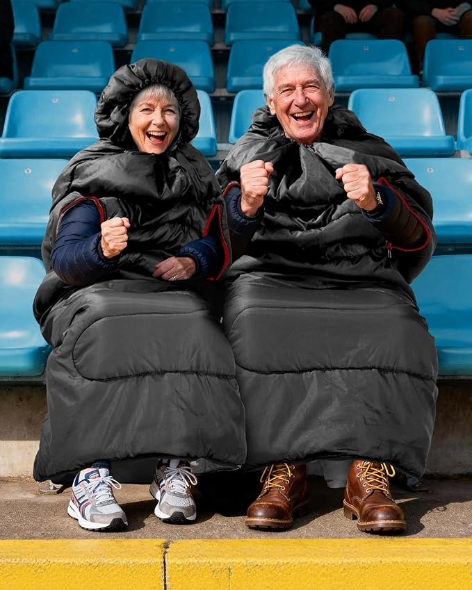 Sportneer Wearable Sleeping Bag for Adults & Kids – Walkable with Arm Zippers, Warm Weather & Cold Waterproof, Compact for Camping, Stadiums, Travel, Backpacking & Car Use