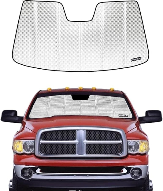 Windshield Sun Shade for Ram 2500/3500 2002-2009. Reflective Aluminum Film Front Window Sunshade - BLAZBLOCK