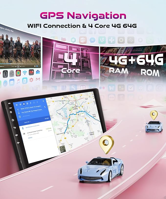 Android Car Stereo for Nissan Altima 2008-2012 with Wireless CarPlay Android Auto, 4Core 4G+64G 9 Inch Touchscreen Car Radio Mirror Link GPS Navigation WiFi Bluetooth FM RDS EQ SWC Backup Camera