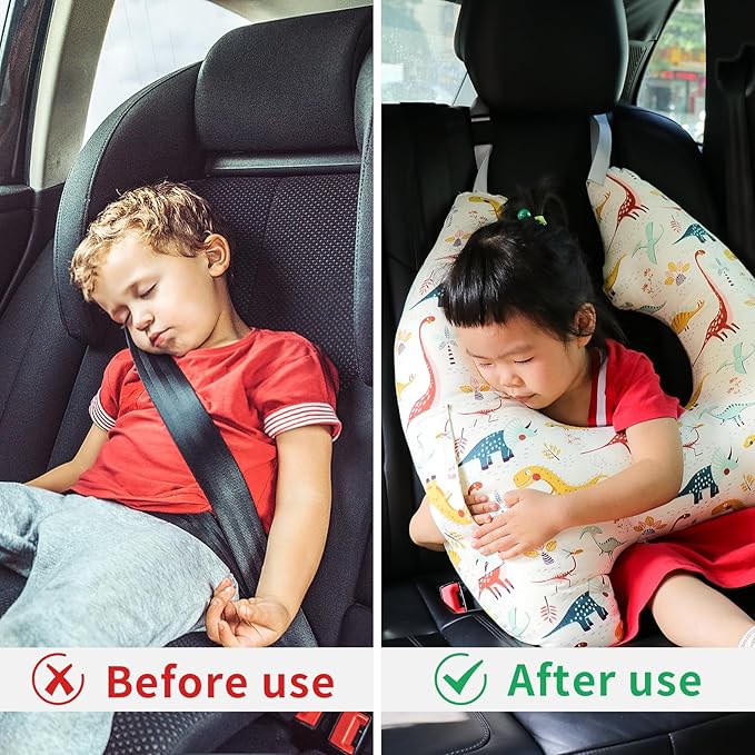 Car Pillow for Kids,H-Shape Travel Pillow for Child Sleeping Neck Shoulder Support Car Seat Pillow A Sleeping Artifact Suitable for Road Trips of Adults and Children Travel Pillow for Kids