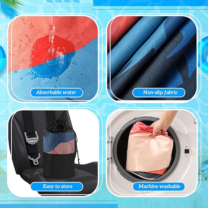 4 Pack Car Seat Towel Covers with Storage Bag 63 x 32 Inch Athletic Running Towel Seat Sweat Washable Non Slip Cover Gift for Car Outdoor Sport Activities (Landscape)